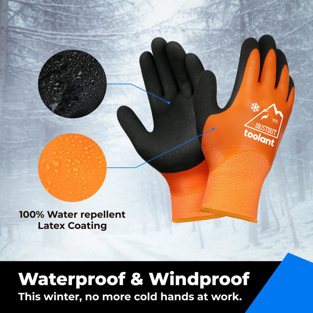 OriStout Waterproof Winter Work Gloves for Men and Women, 6 Pairs, Orange,M