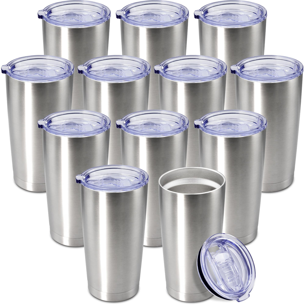 20oz Tumbler Insulated Coffee Tumblers with Lid Stainless Steel Black 8P