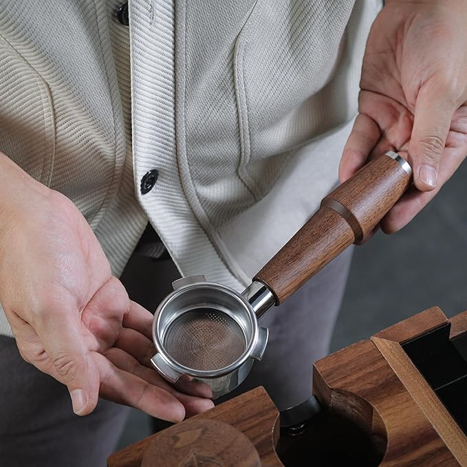 Breville Espresso Machine Accessories Kit 54mm – Walnut Naked Portafilter, Calibrated Tamper, Tamping Station, Distributor & Puck Screens Espresso Set for Barista Express, Pro, Touch, Bambino