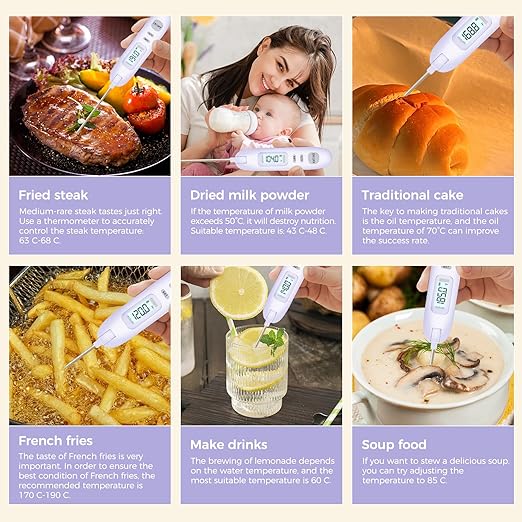 Meat Thermometer Digital - Instant Read Food Thermometer for Cooking Grilling Air Fryer Griddle Probe Kitchen Gadgets Essentials BBQ Grill Smoker Oil Fry Candy Turkey Instant Read Thermometer
