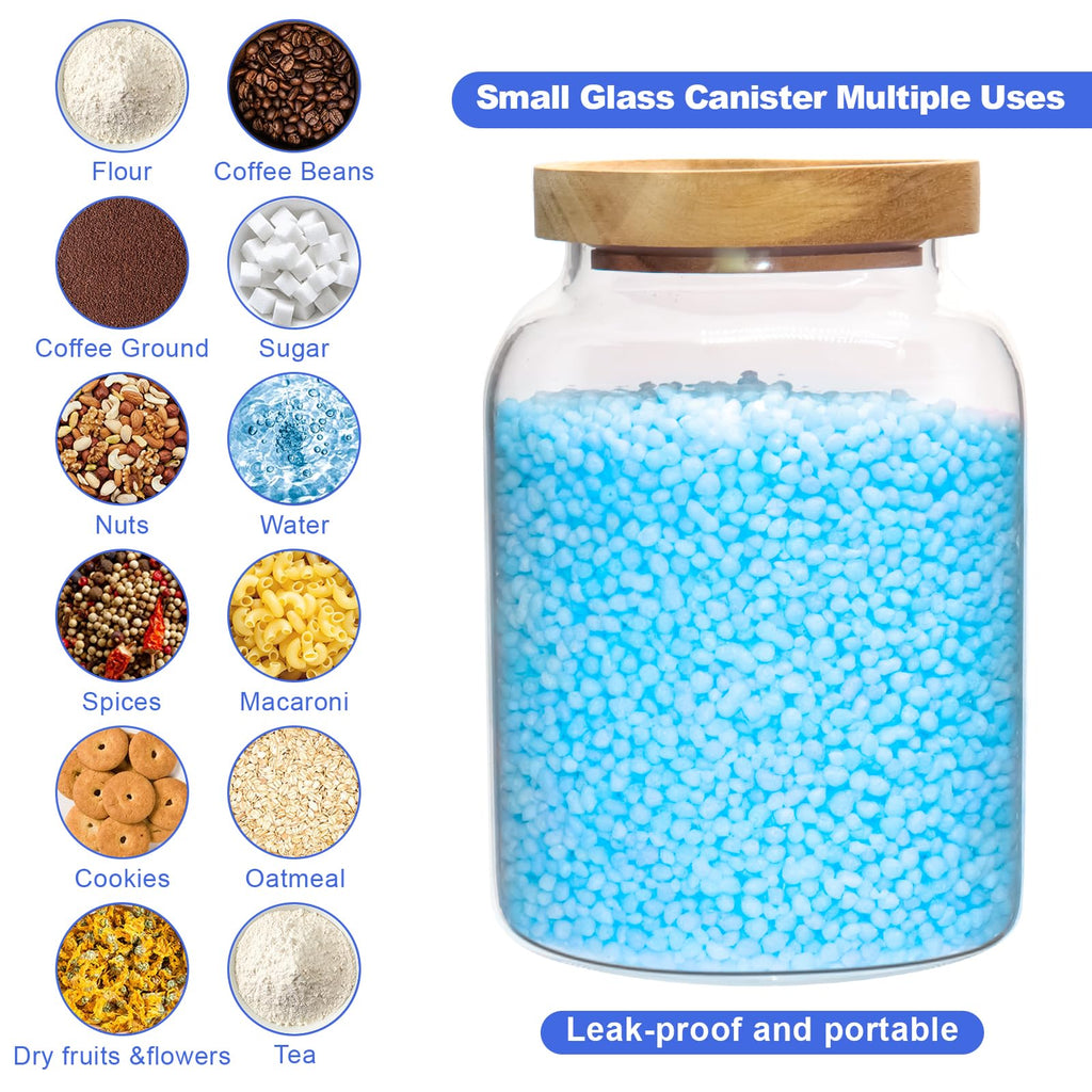 Glass Coffee Canister Glass Food Storage Jars With Airtight Lids Borosilicate Glass Coffee Canister Container for Coffee Beans & Grounds Tea Sugar Spices Kitchen (1200ml/40oz -2pack-with spoon)