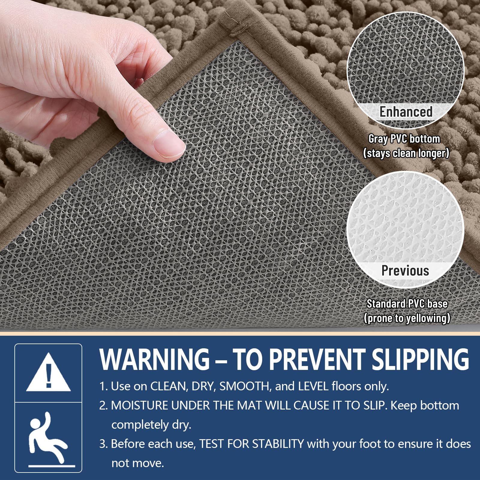 Arotive Bathroom Rugs Mat 59x35, Soft Absorbent Chenille Shaggy Bath Mat