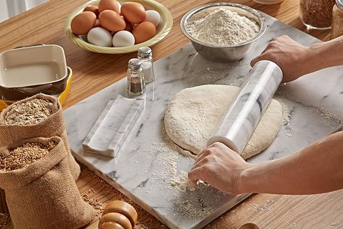 JEmarble Pastry Board 12x16 inch with Non-Slip Rubber Feets for Stability Perfect for Keep the Dough Cool and Chocolate Tempering(Premium Quality)