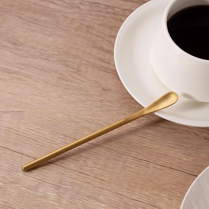 IMEEA Coffee Stirrers Demitasse Espresso Spoons SUS304 Stainless Steel Coffee Stir Sticks 5.9-Inch Tea Spoon, Set of 4 (Gold)