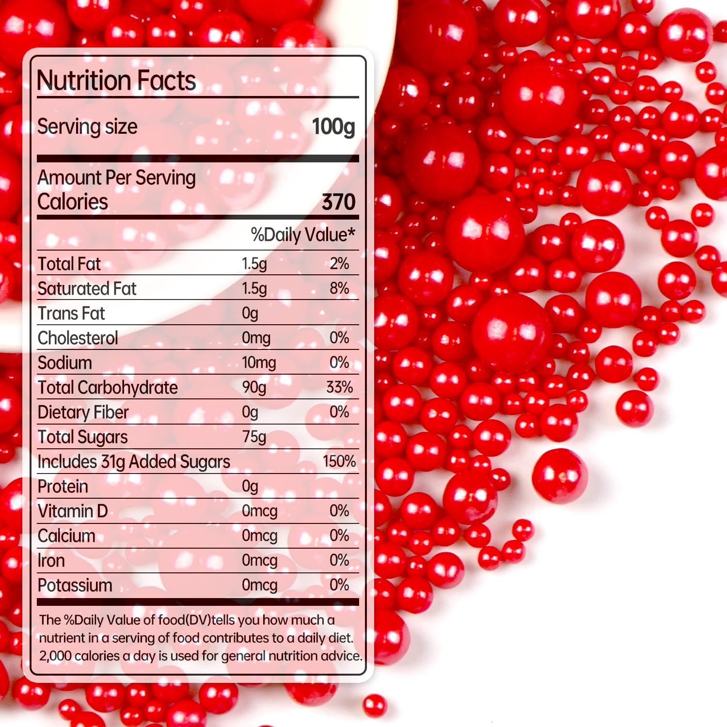 Red Pearl Sugar Sprinkles for Cake Decorating, 150g/5.29oz Mix Size, Edible Candy Pearls Cupcake Toppers, Baking Edible Cake Decorations for Holiday Wedding Party Birthday