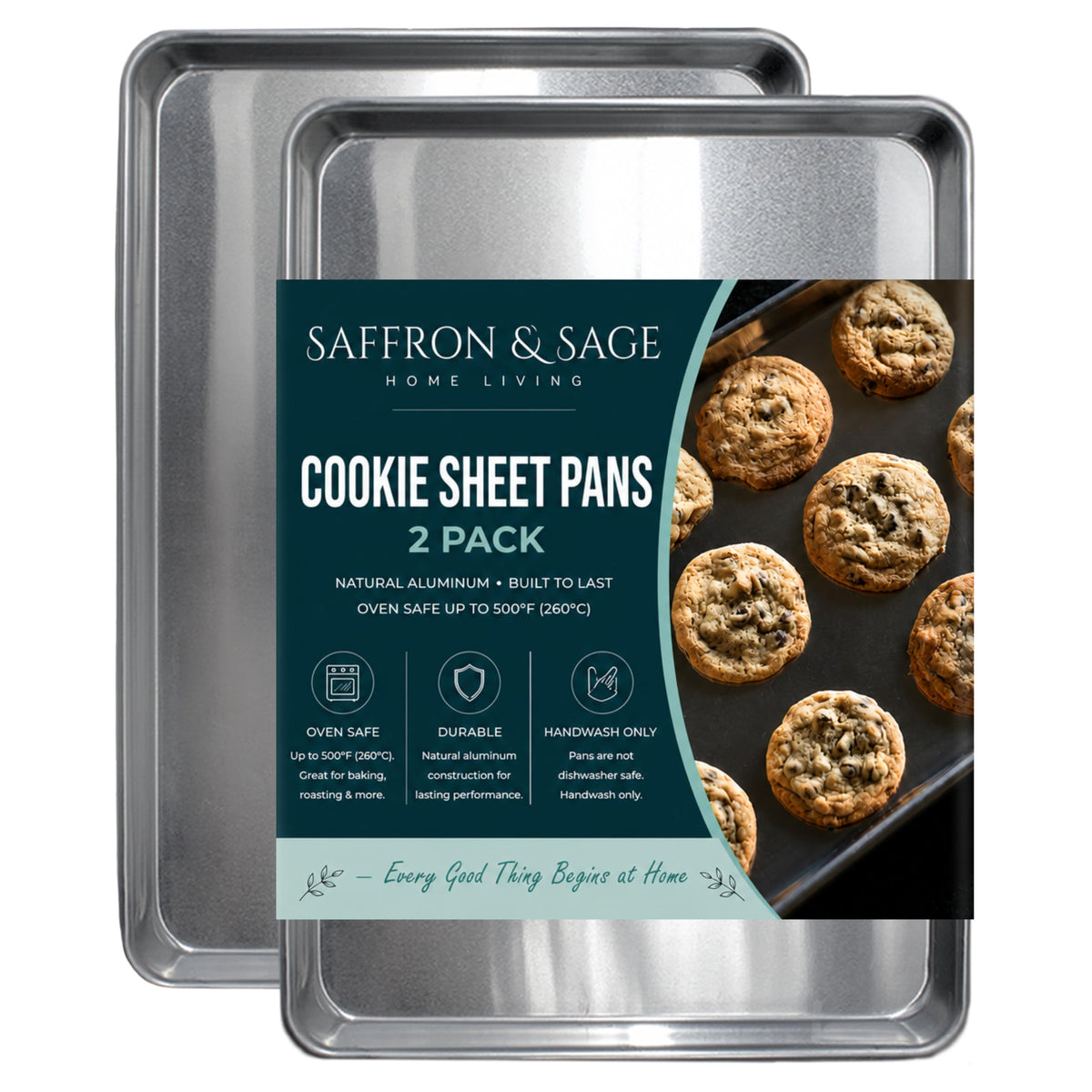 Commercial Quality Cookie Sheet and Rack - Aluminum Half Sheet Baking Pan and Stainless Steel Cooling Rack Set, 13x18 Rimmed Baking & Roasting Tray is Rust & Warp Resistant, Heavy Duty, of Thick Gauge