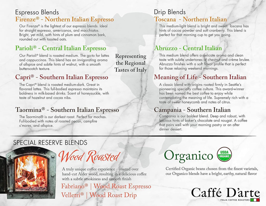 Caffe D'arte Firenze Whole Bean Espresso, 1 lb