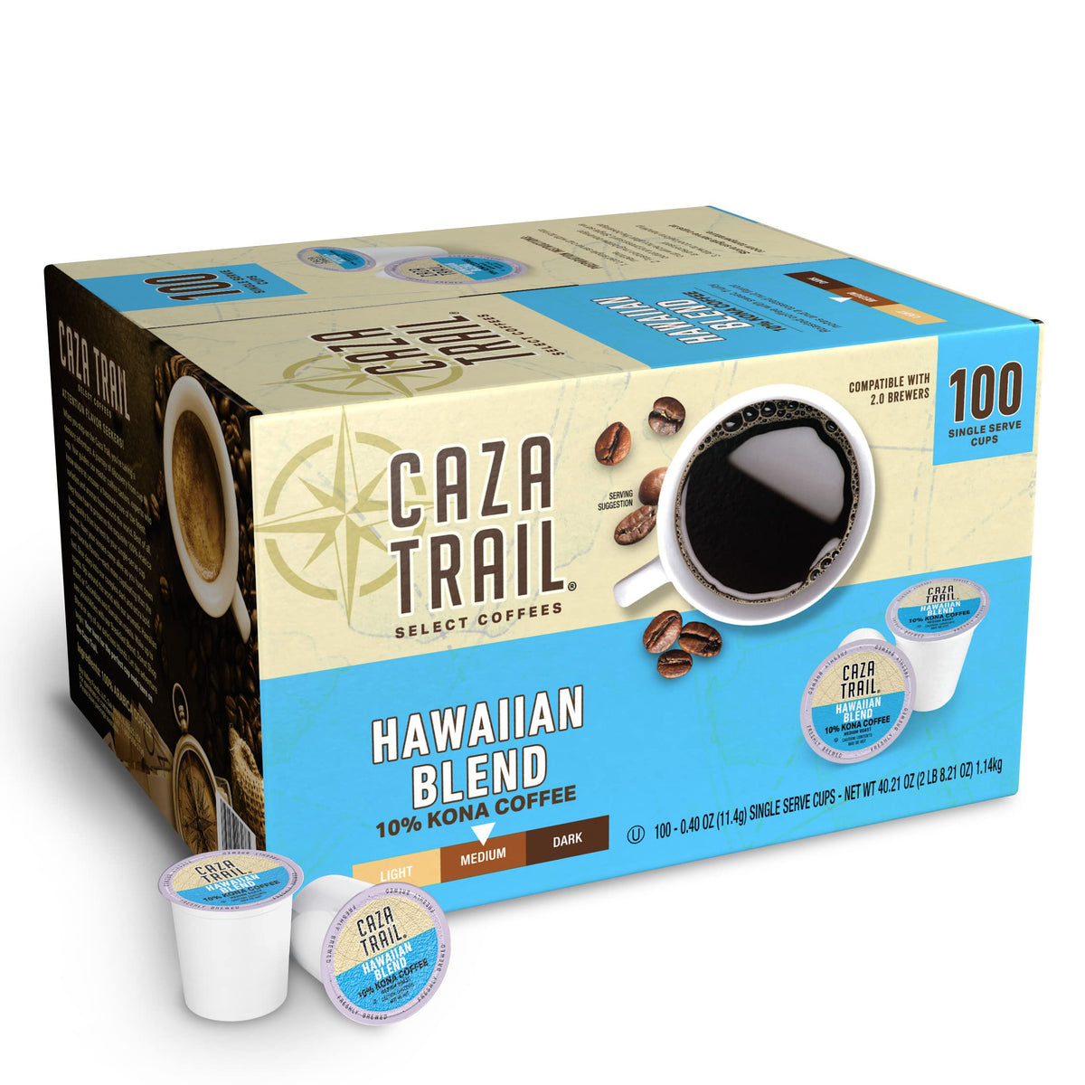 Caza Trail Coffee Pods, Blonde Roast, Single Serve (Packing May Vary), 100 Count (Pack of 1)