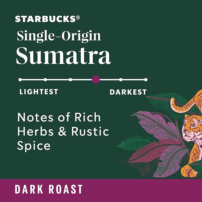Starbucks Ground Coffee, Dark Roast Coffee, Sumatra, 100% Arabica, 6 bags (12 oz each)
