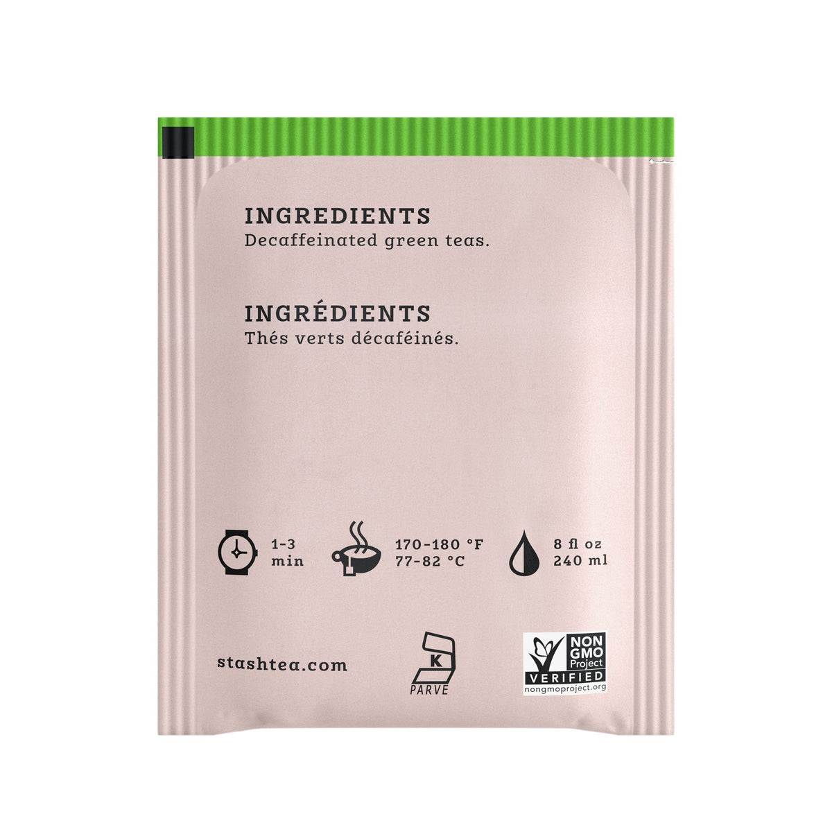 Stash Tea Decaf Premium Green Tea - Decaf, Non-GMO Project Verified Premium Tea with No Artificial Ingredients, 30 Count (Pack of 6) - 180 Bags Total