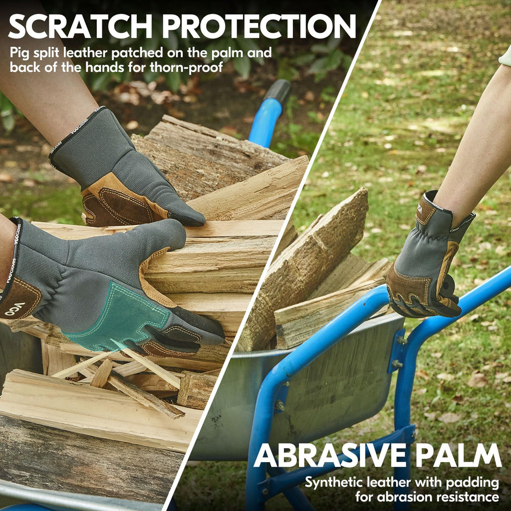 Vgo... 1-Pair Gardening Gloves Men, Safety Work Gloves, Puncture-proof, Thornproof, Touchscreen (Gray,S,SL7475)