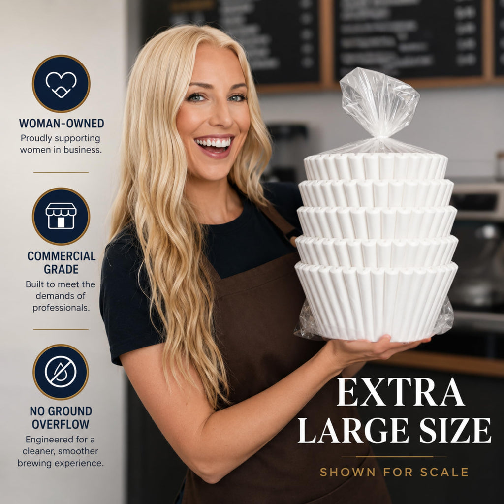 Katy’s Extra Large Commercial Coffee Filters (12.5” x 4.5”) for BUNN, Fetco & Curtis 1.5–3 Gallon Coffee & Tea Machines - Tall Walls, No Ground Overflow - Premium Filters for Businesses (Bulk Pack)
