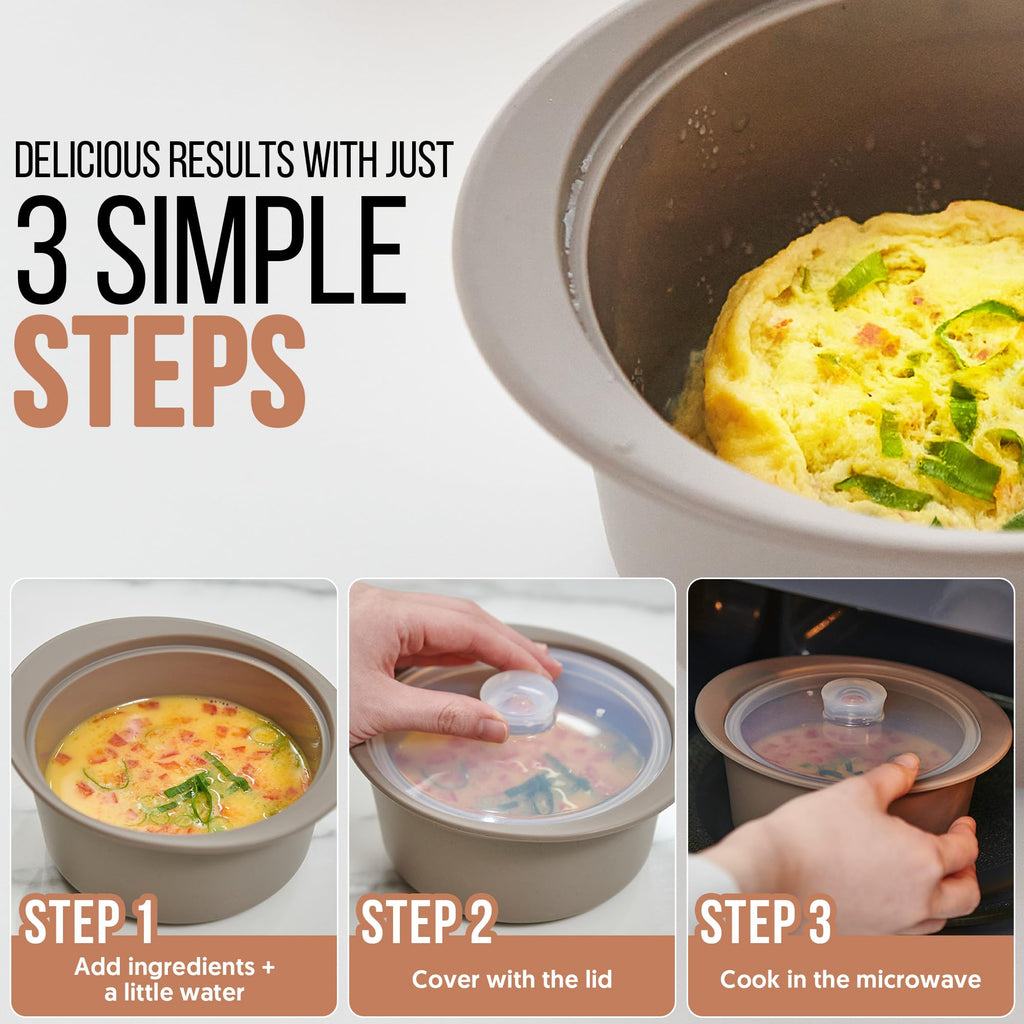 FIRGI 20oz Platinum Silicone Microwave Steamer Pot with Handle & Lid - Korean 100% Food-Grade Steamer Bowl, Heat-Resistant Cooker with Steam Holes, Easy Clean, Dishwasher Safe, Dry Rose