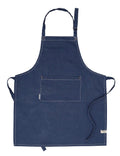 AMOUR INFINI Cotton Solid Aprons for Women with Pocket, Adjustable Strap and Waist Ties Washed Chef Aprons for Cooking, Baking and Gardening (27.5x33 Inches - Blue)