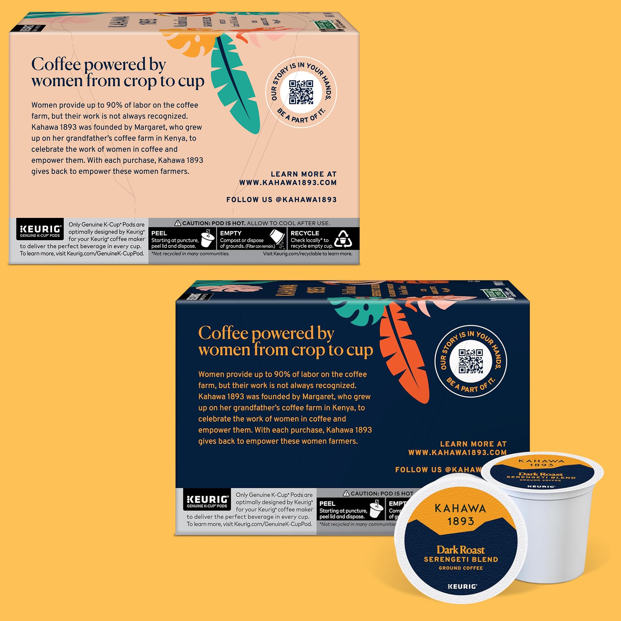 Kahawa 1893 Variety Pack Coffee K-Cup Pods - Safari & Serengeti Blend (40 Count) - As Seen on Shark Tank, 1 Box Medium Roast + 1 Box Dark Roast, Ethically & Sustainably Sourced
