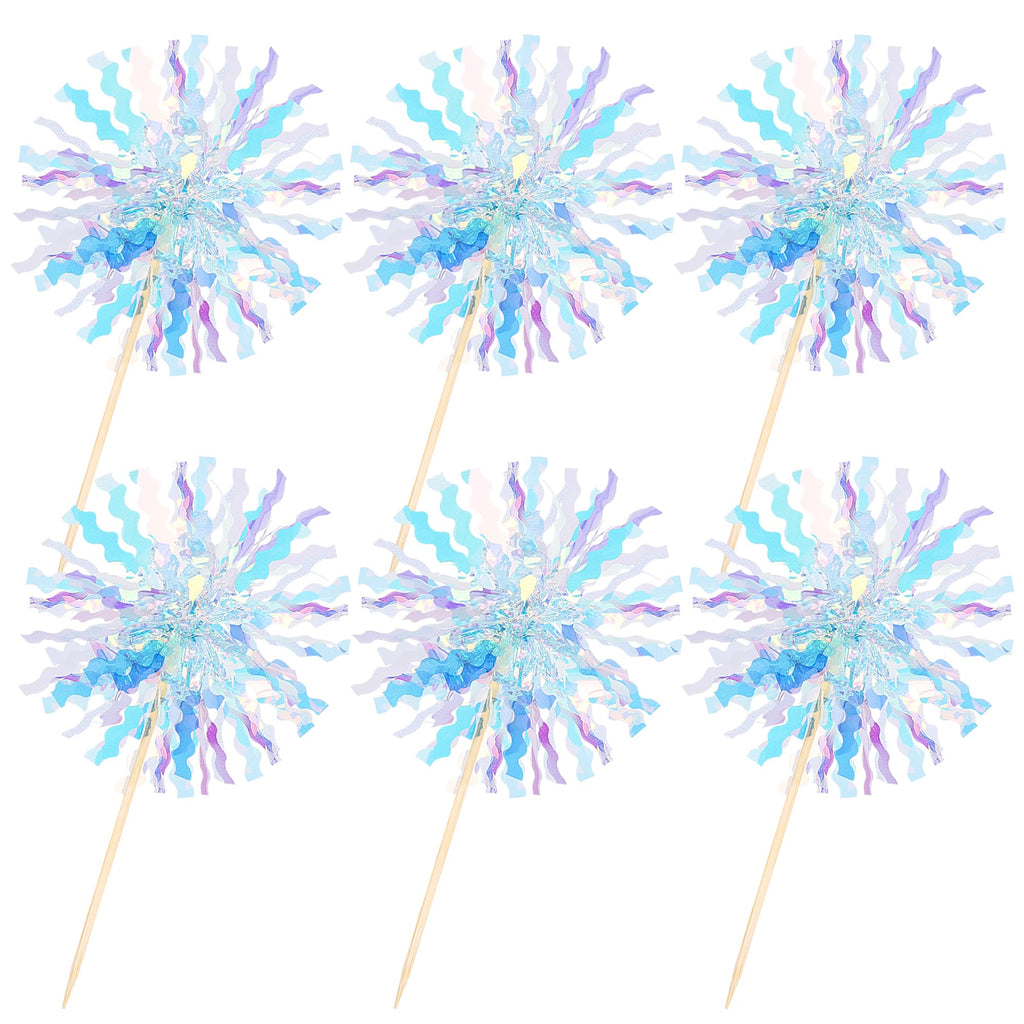 40 PCS Foil Firework Cupcake Toppers Sparkle Tinsel Cupcake Picks Fireworks Birthday Party Decorations Cocktail Fruit Toothpick for Birthday Wedding Graduation Party Decorations Supplies Black Purple