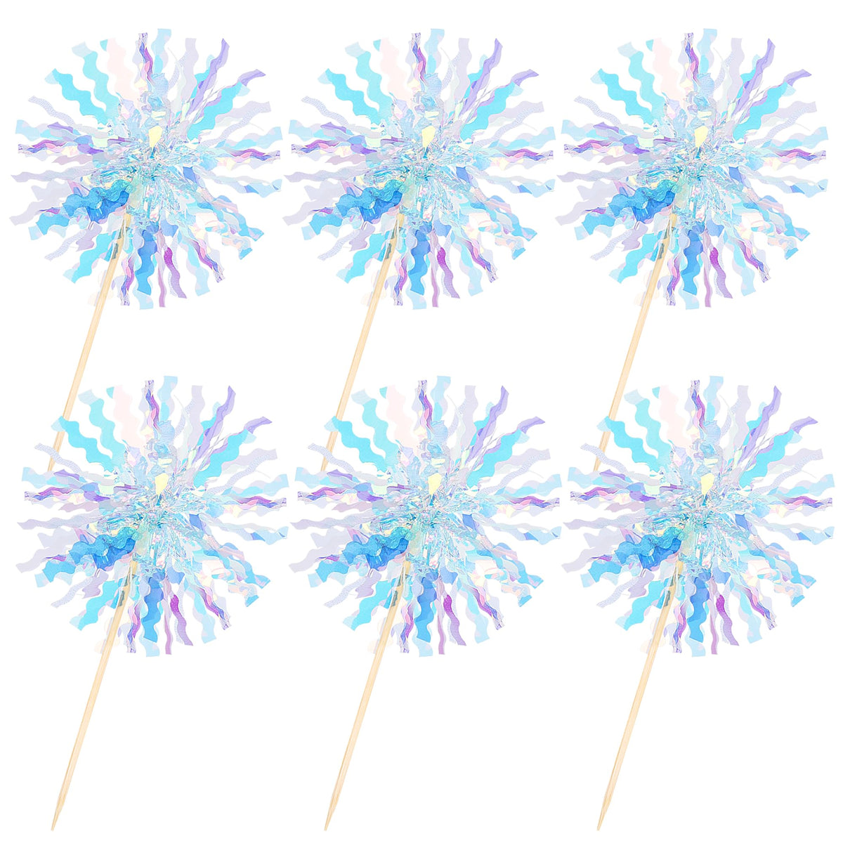 40 PCS Foil Firework Cupcake Toppers Sparkle Tinsel Cupcake Picks Fireworks Birthday Party Decorations Cocktail Fruit Toothpick for Birthday Wedding Graduation Party Decorations Supplies Black Purple