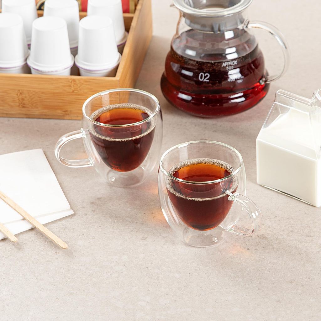 Restaurantware 5 oz Professional Glass Coffee Cup, 2 Pack