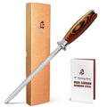 TUO Honing Rod, Sharpening Steel with Larger Diameter for Kitchen Knife Daily Honing Maintenance, High Carbon Steel 8" Knife Sharpener Rod, Ergonomic Handle