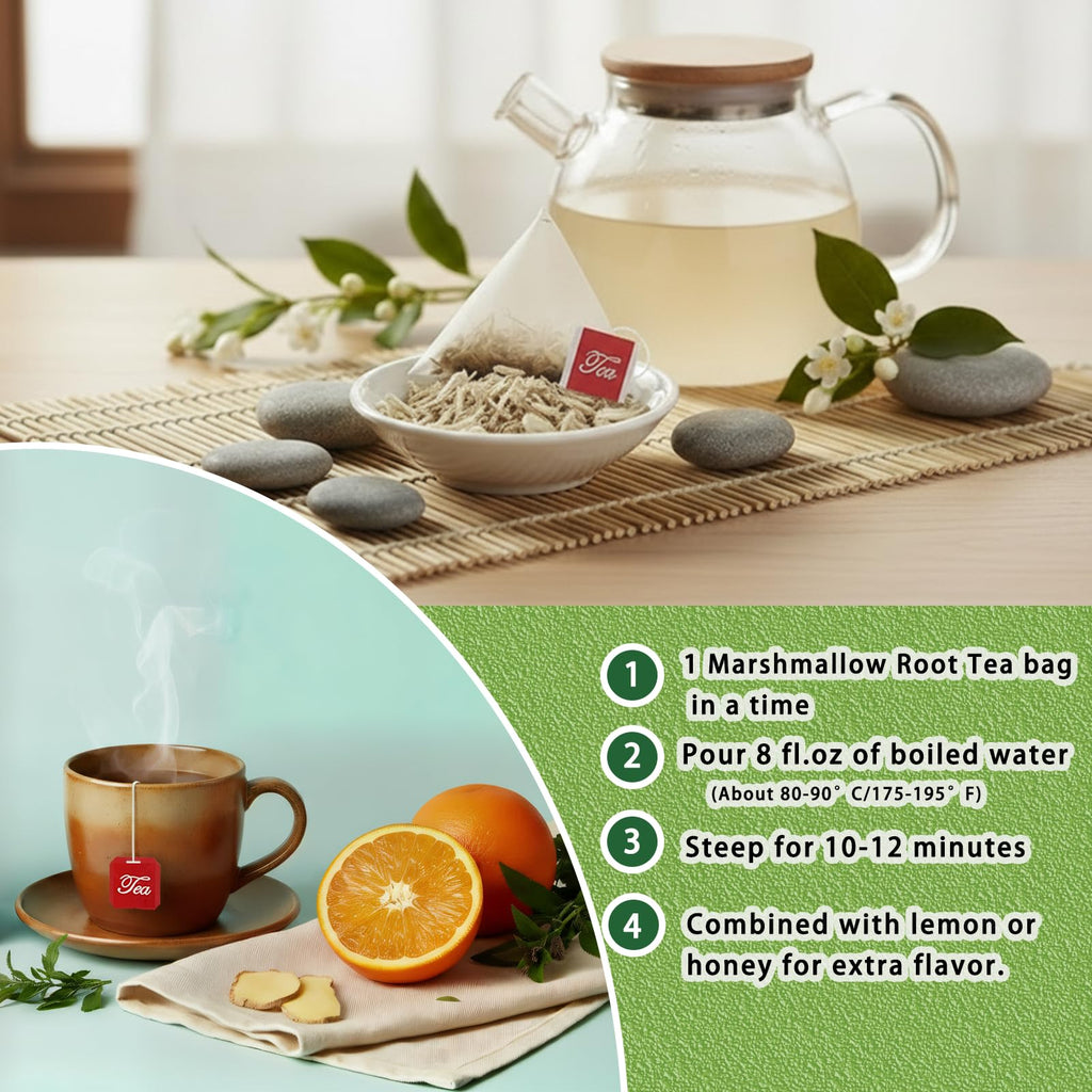 Samcci - Marshmallow Root Tea, 2g x 40 Tea Bags -100% Natural & Pure Dried Cut & Sifted Althaea Officinalis - No Sugar - No Caffeine - No Gluten - Vegan - Support Digestion & Respiratory