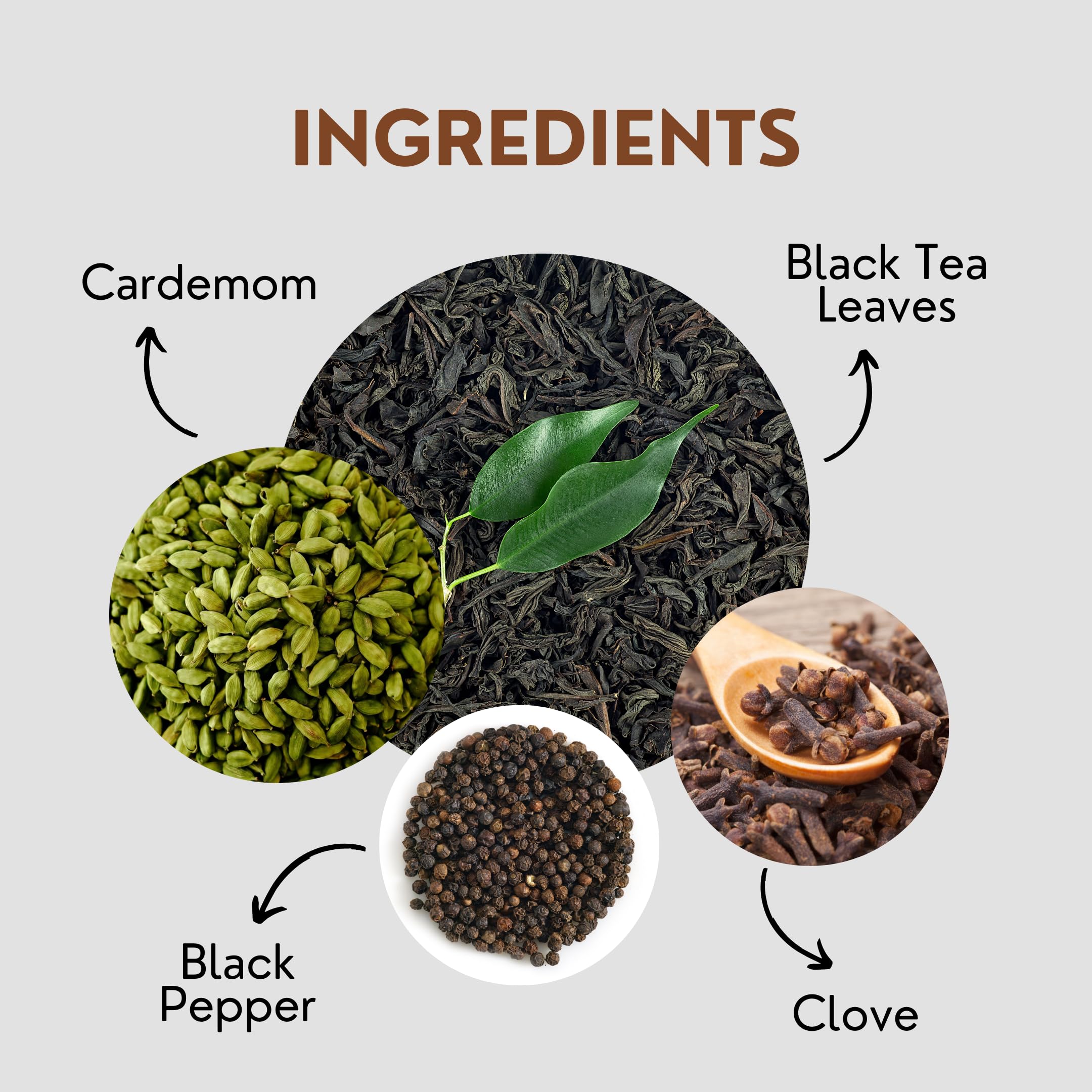 Tealeaf & Co. Masala Chai - Loose Leaf Black Tea Blended with Organic Spices (Ginger, Cardamom, Black Pepper & Cloves Whole Organic) - Low Caffeine (3.52oz/100gm)
