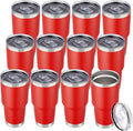 30 oz Tumbler with Lid Stainless Steel Tumblers Bulk Vacuum Insulated Cup Reusable Powder Coated Travel Mug Double Wall Leak Proof Cups Keep Cold Drinks for 12 Hours Wine Red, Set of 12