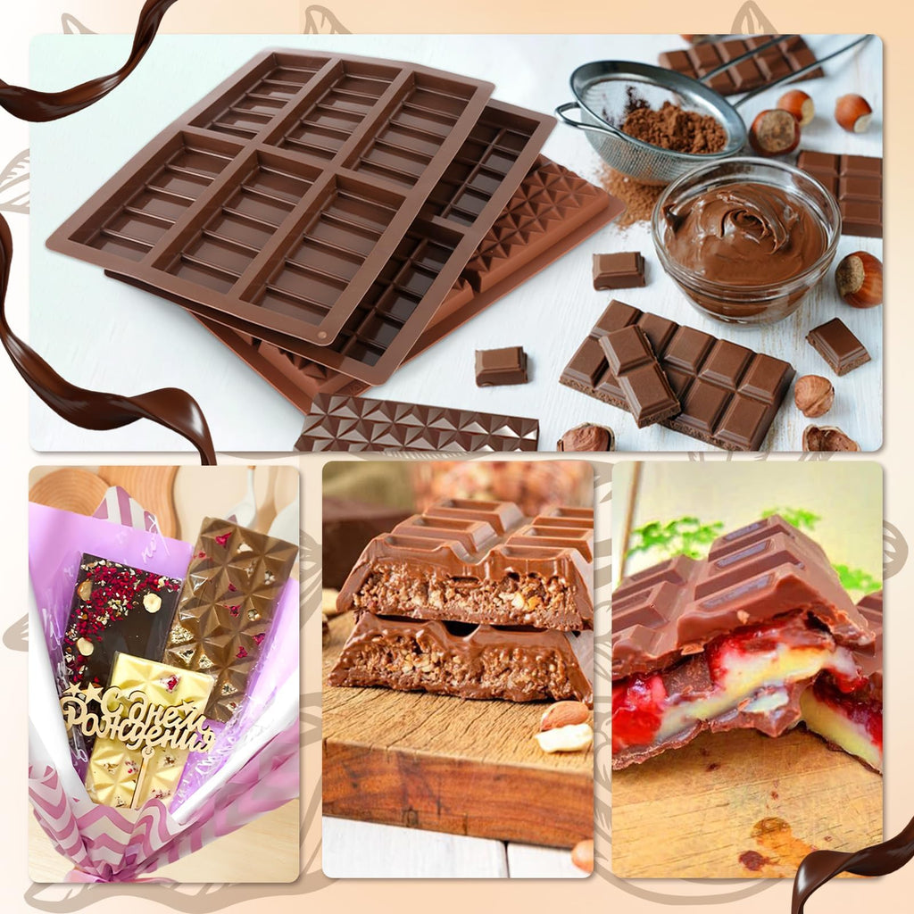 Fulietaobai Set of Chocolate Bar Mold, Chocolate Molds Silicone, Food Grade Dubai Chocolate Bar Mold, Candy Molds for Praline Candy (B)