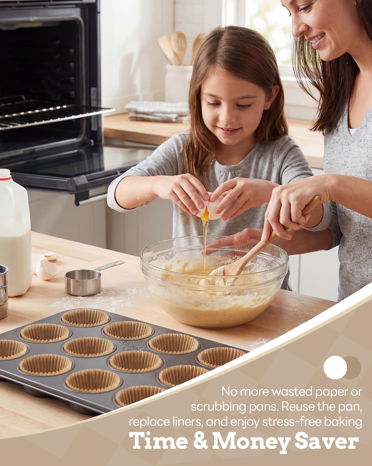 Bake Choice 2 Muffin Pan for Baking, Standard Cupcake Pan with 100 Liners
