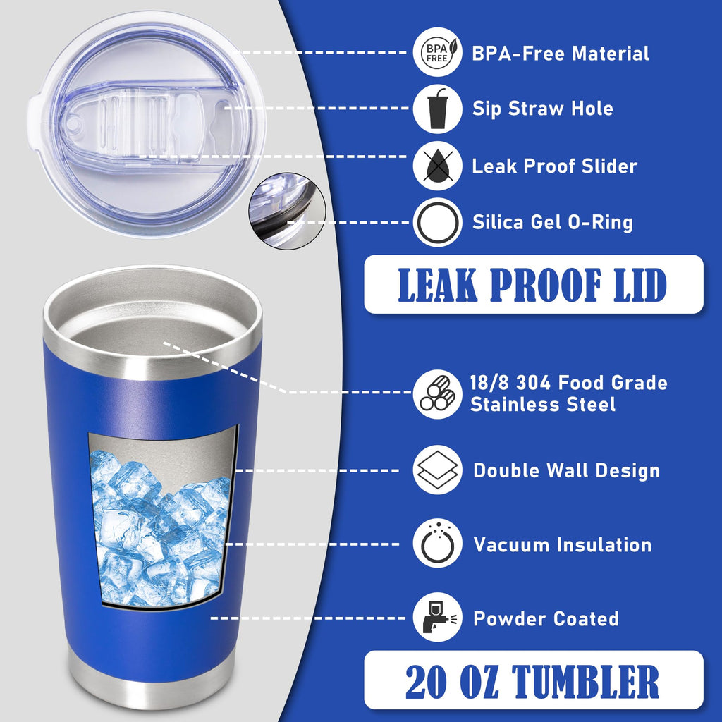 20oz Tumbler Insulated Coffee Tumblers with Lid Stainless Steel DarkBlue 1P