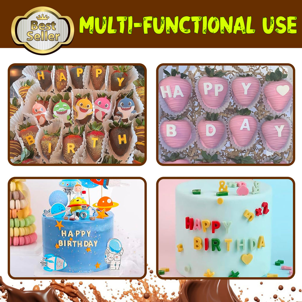 RUGVOMWM Silicone Letter Mold Chocolate Molds - Non-Stick Letter Chocolate Mold, Made of Food Grade Silicon, Perfect for Cake Decoration, Candy, Chocolate, Birthday Party - 4 Pack