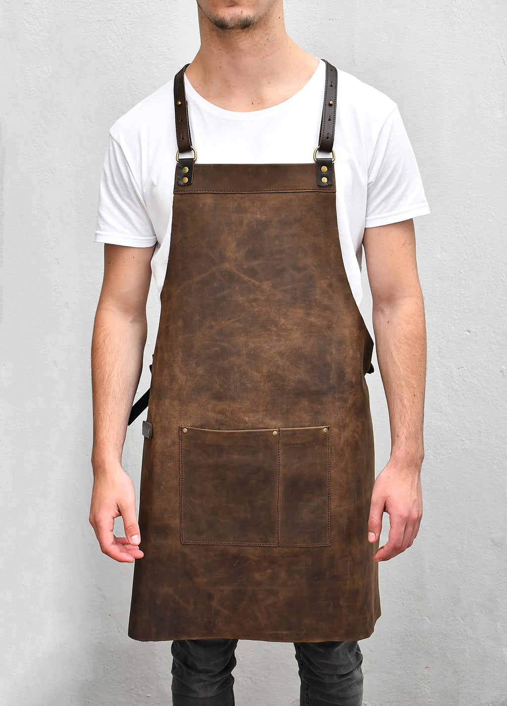 GauchoLife Leather Apron Barista Barber BBQ Barbecue (Brown)