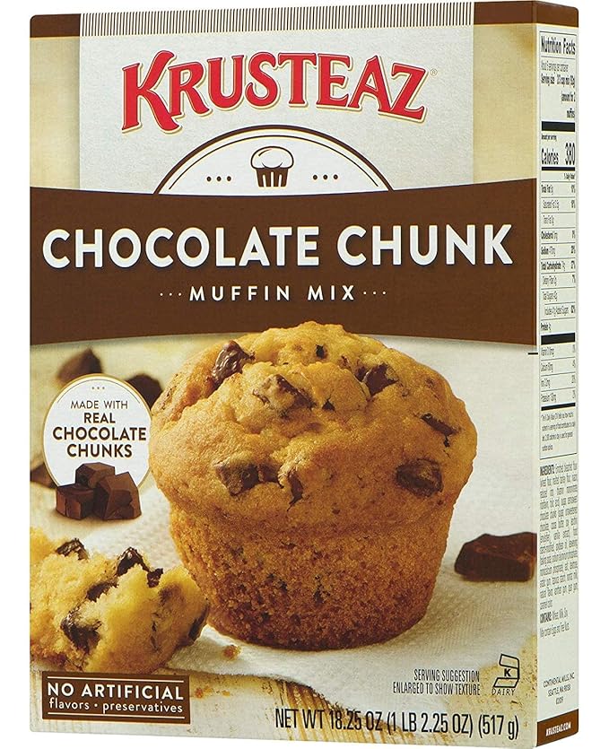 Krusteaz Chocolate Chunk Muffin Mix - No Artificial Flavors/Preservatives - 18.25 OZ Box (Pack of 6)