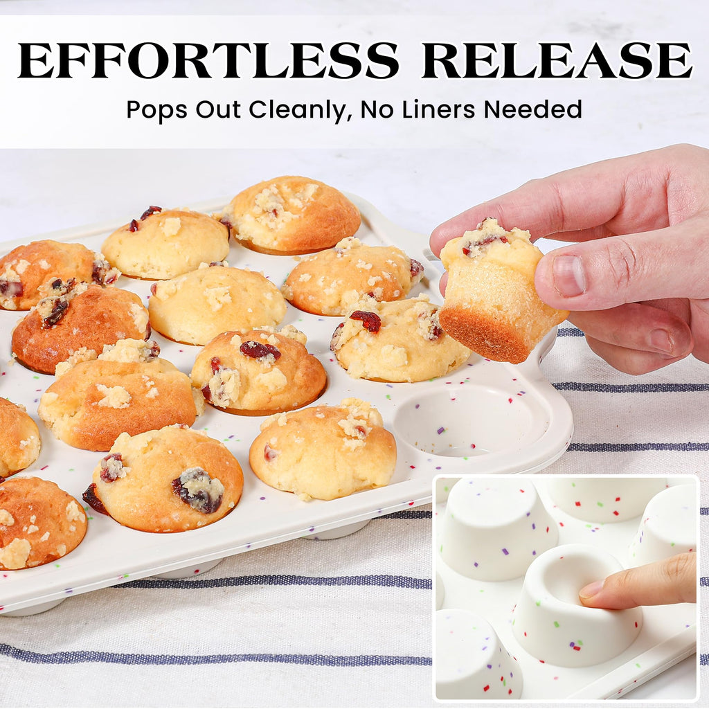 AOTASO Mini Muffin Pan, 24 Cups, Cream