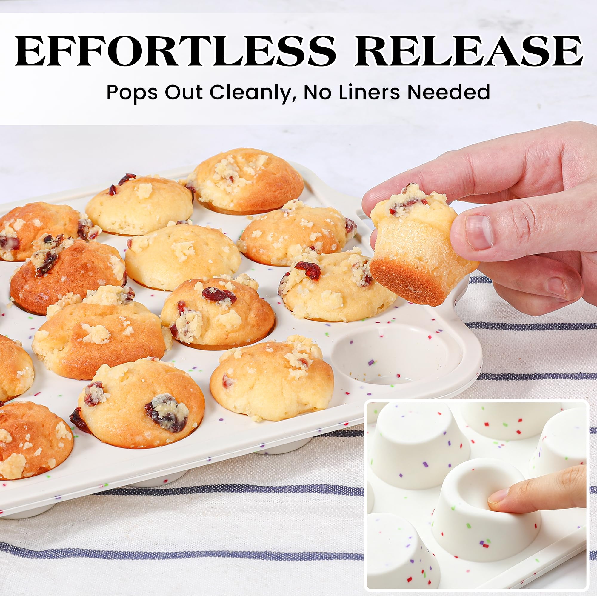 AOTASO Mini Muffin Pan, 24 Cups, Cream