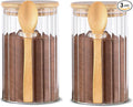 25 OZ Airtight Glass Jars with Bamboo Spoons Lids Overnight Oats Container Decorative Coffee Bar Food Storage Jar Cereal Nuts Salts Coffee Tea Flour Sugar Container Spice Jars (2Pack)