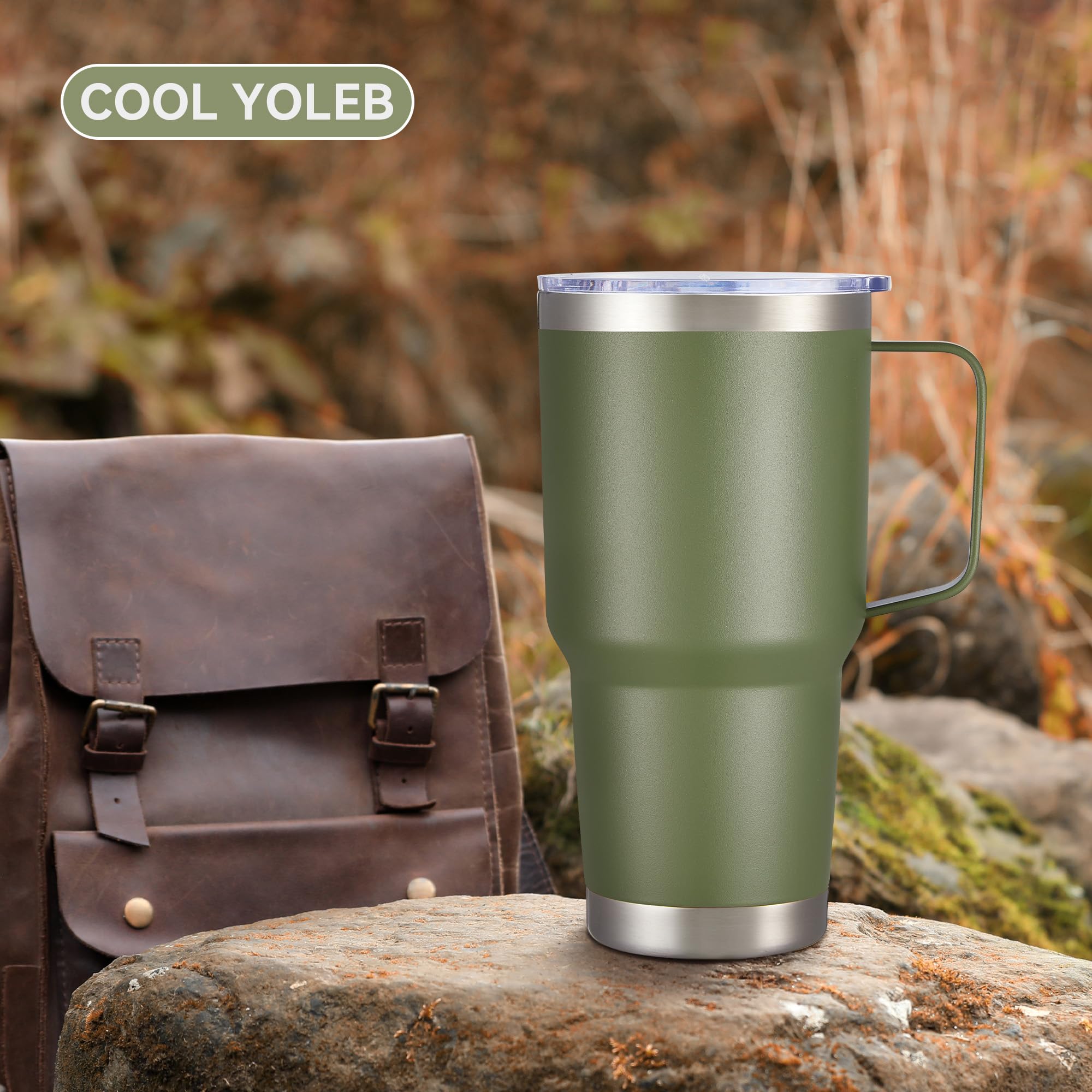 Cool Yoleb 30 oz Stainless Steel Tumblers Bulk with Handle and Lid, 4 Pack