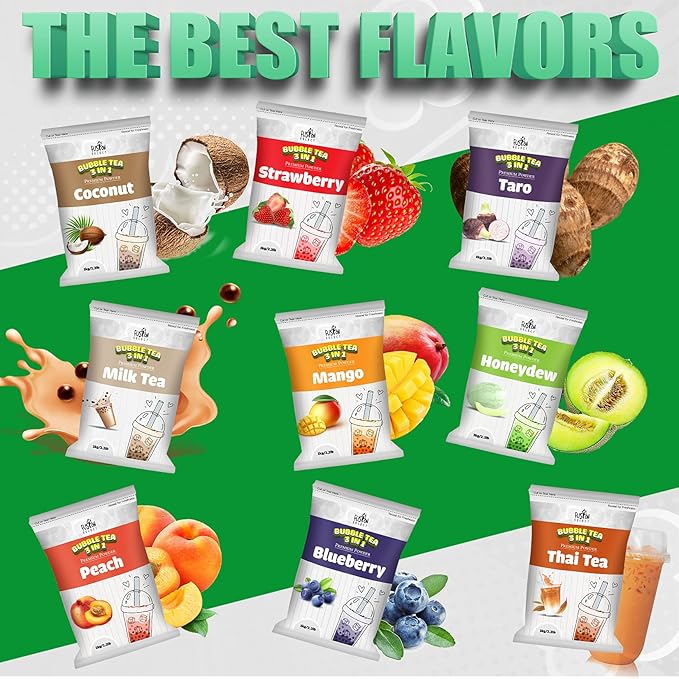 Fusion Select 2.2lb Boba Tea Powder Thai Tea Mix Flavored 3-in-1 Drink Powder with Cream & Sugar - Instant Pre-Mixed Beverage for Hot or Cold Blends or Yummy Frappes Bubble Tea