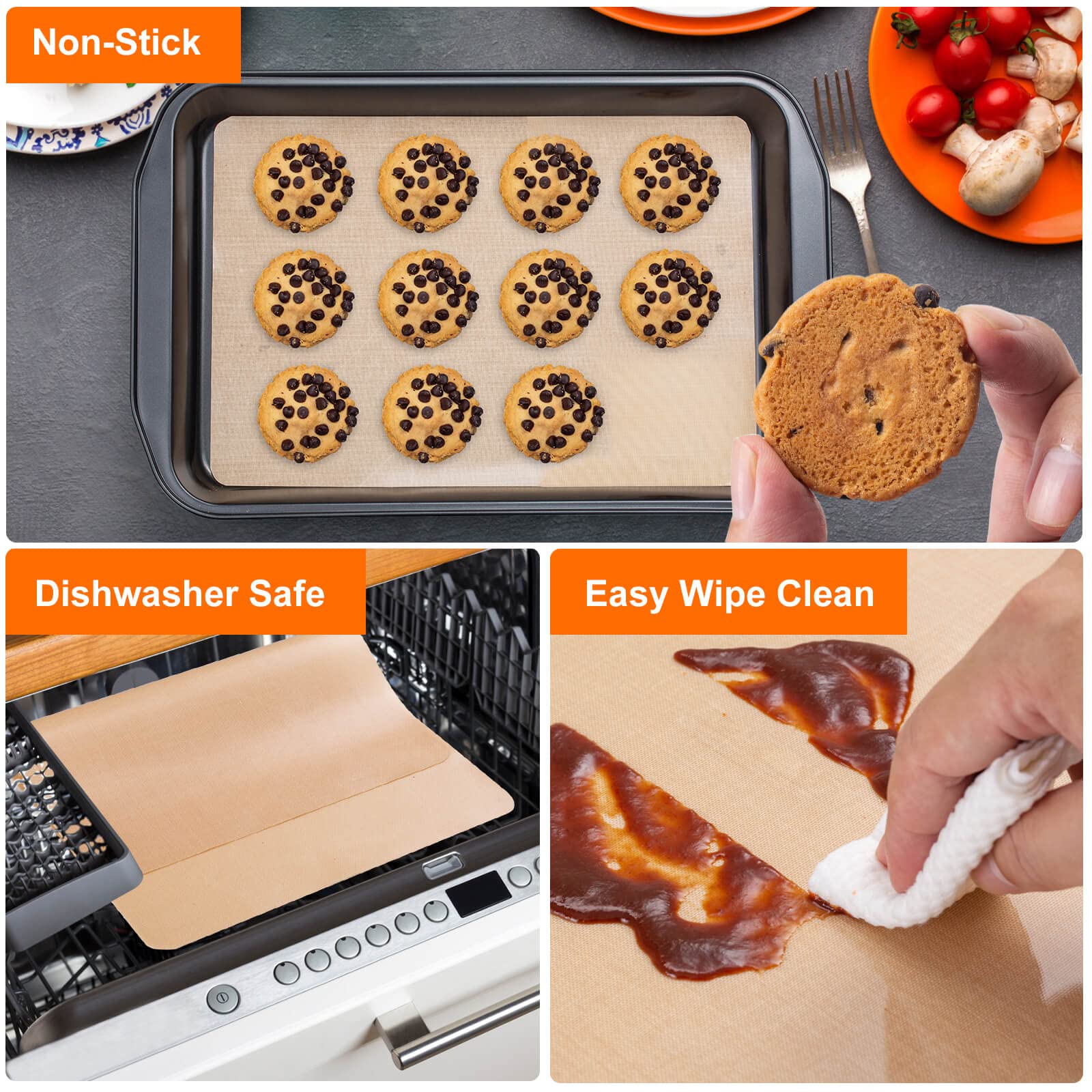 Silicone Baking Mat Roll -12IN x 10FT Non Stick Heat Resistant Food Grade Baking Mats, No Slip Reusable Freeze Dryer Mat,Pastry Mat,Countertop Protector Mat, Washable Oil-Proof Refrigerator Liners