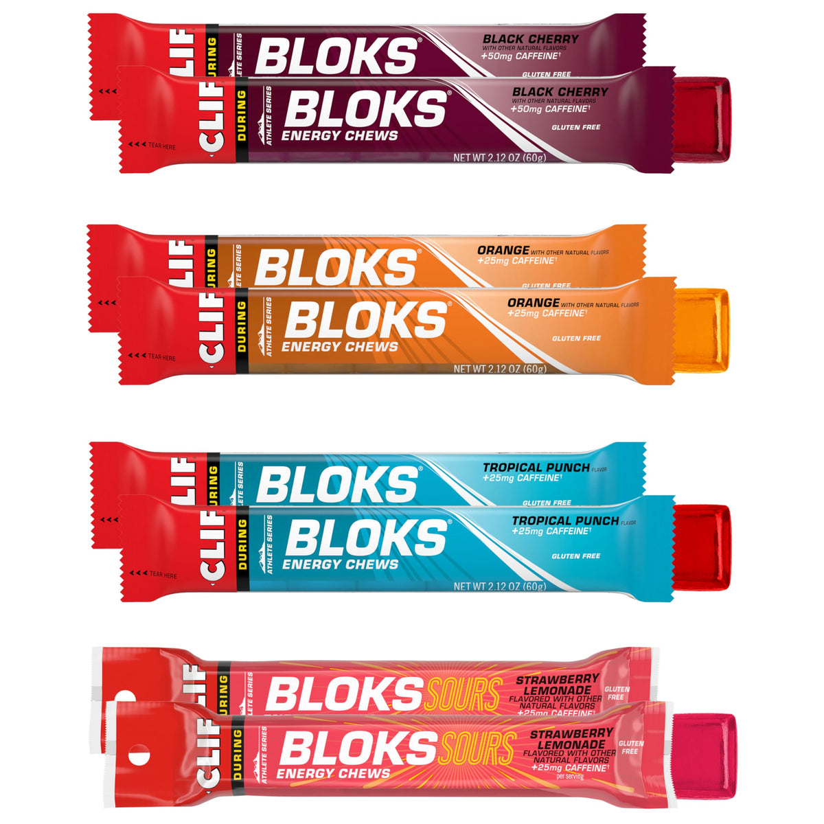 CLIF BLOKS Energy Chews with Caffeine, Variety Pack, 8 Packs