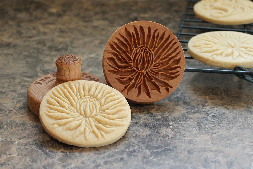 Fun Food Tools, Wood Cookie Stamp, 2.5 Inch (Blooming Chrysanthemum CS-010)