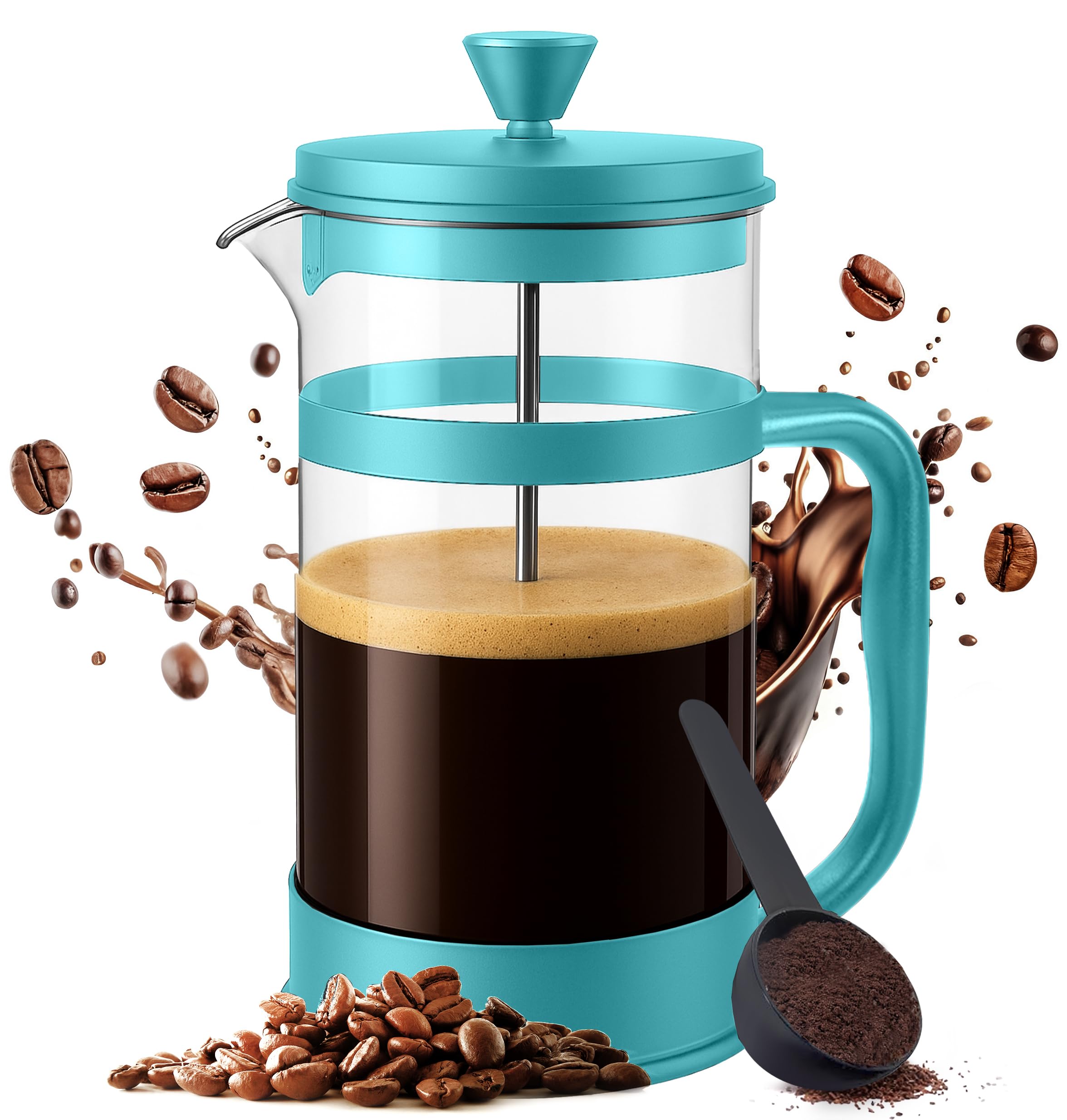 Utopia Kitchen Borosilicate Glass French Press Coffee Maker 34 Oz, Aqua