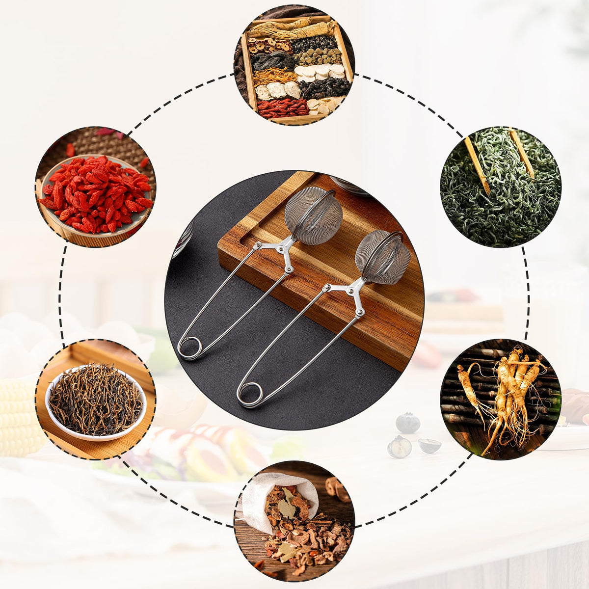 Voittozege Premium Stainless Steel Tea Infuser 20 Pcs Snap Ball Filter