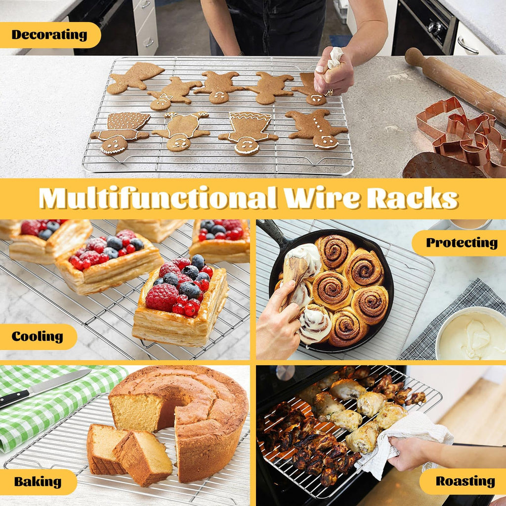 P&P CHEF 4 Pcs Baking Wire Rack for Cooling, 15.3 Inch