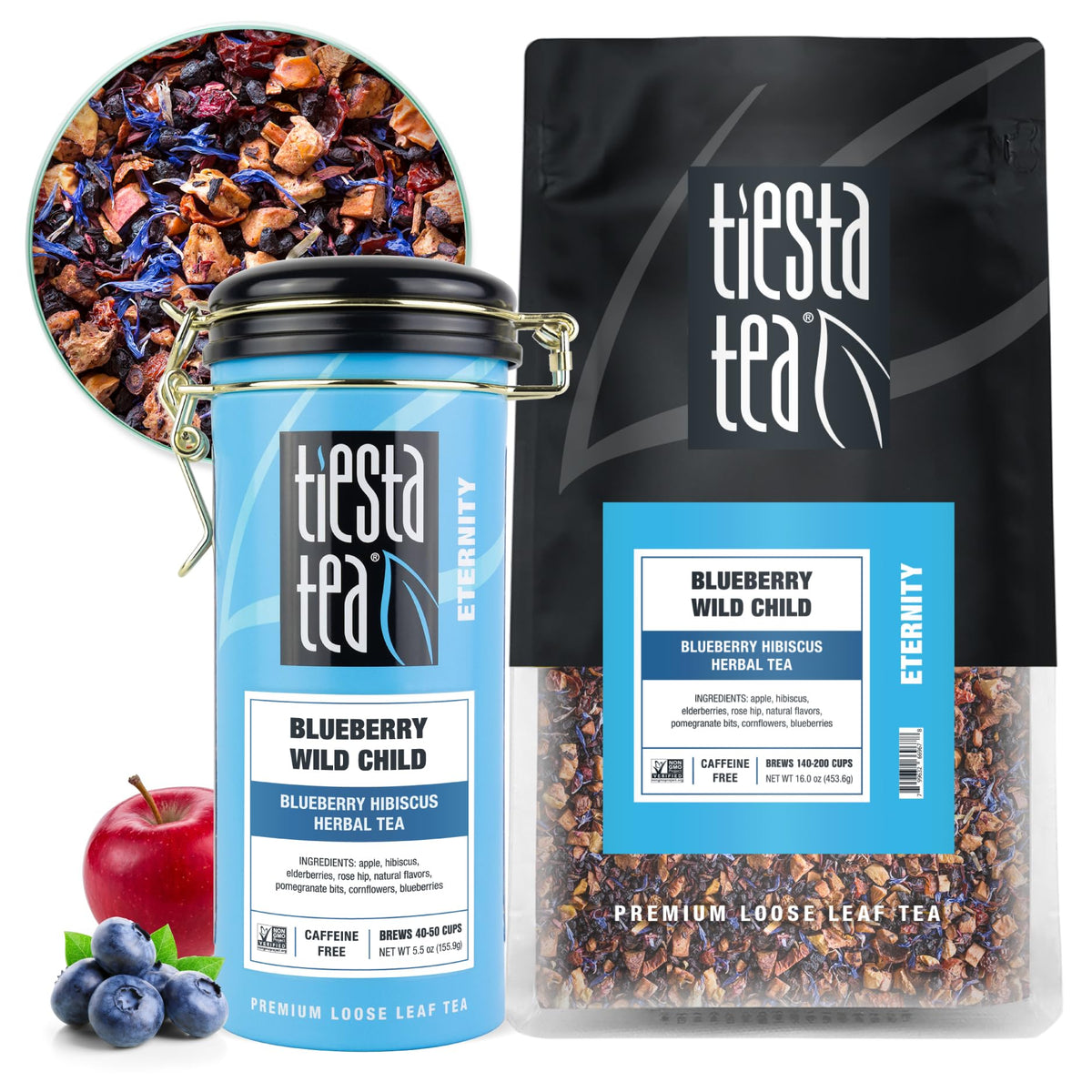 Tiesta Tea Blueberry Wild Child, Blueberry Hibiscus Herbal Tea, 1.8oz