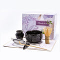 APLSTOW Matcha Whisk Set - Traditional Japanese Handmade Bamboo Matcha Whisk and Holder, Matcha Bowl,Bamboo Scoop, Scoop Rest, Sifter and Tea Towel (Black)