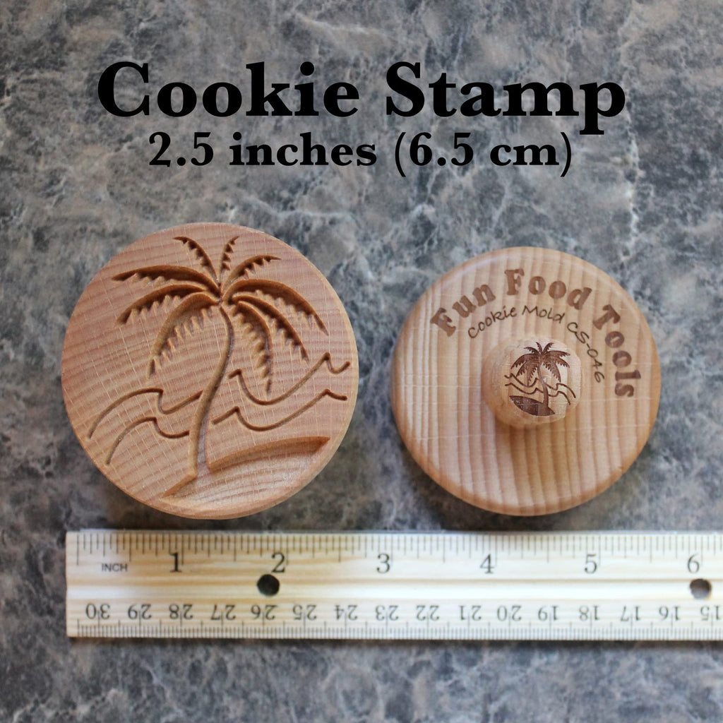 Fun Food Tools, Wood Cookie Stamp, 2.5 Inch (Tropical Island CS-046)
