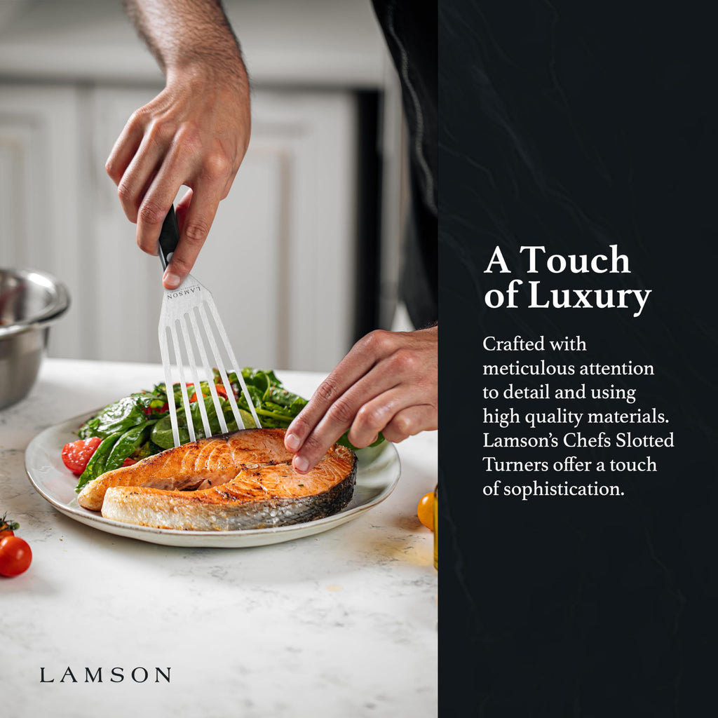Lamson Fish Spatula, Slotted Metal Turner, 3 x 6 In, Right Hand