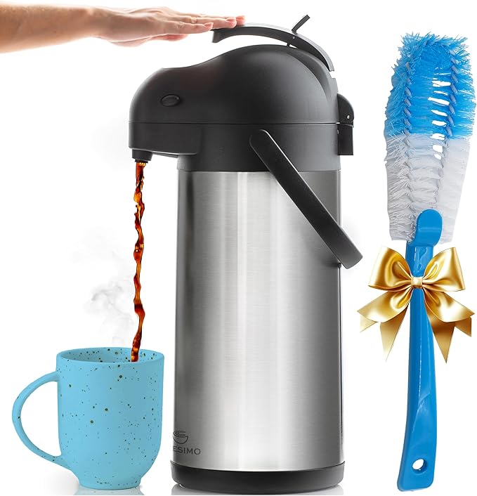 Coffee Carafe Airpot & Cleaning Brush 102oz/3L Airpot 12 Hours Hot