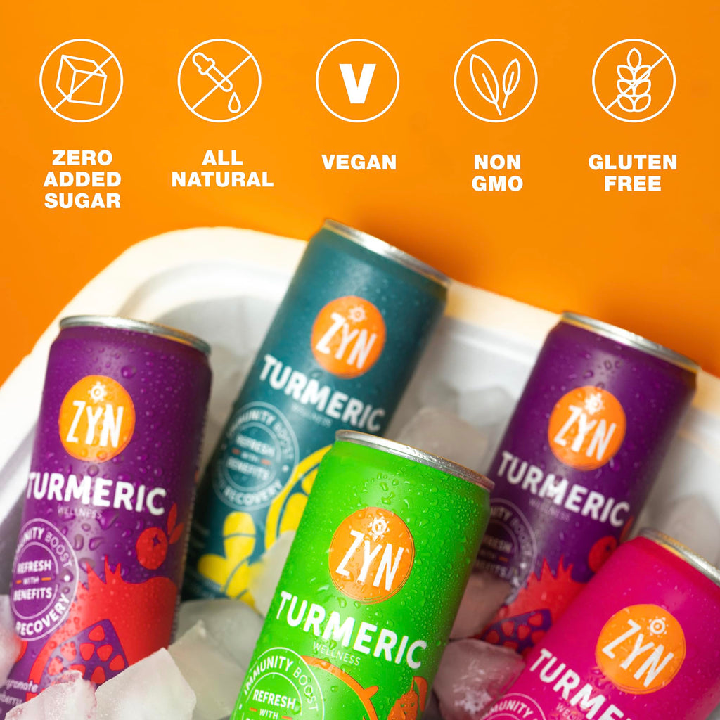 ZYN Tasty Turmeric Drink Low Cal, No Added Sugar Mixed Berry, 6 Pack