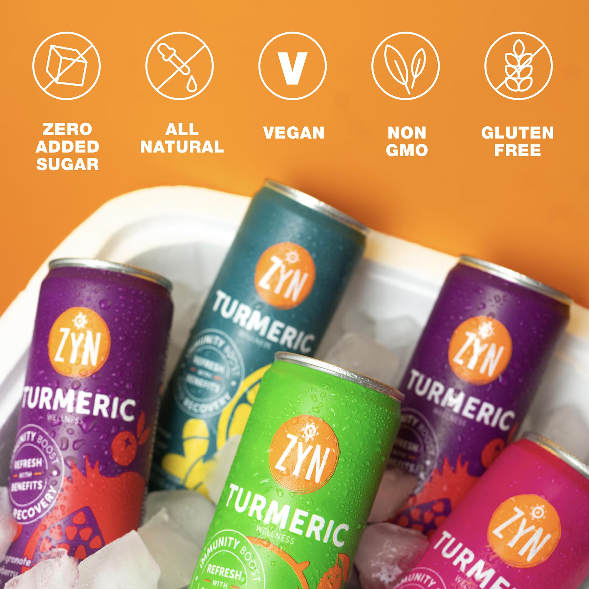 ZYN Tasty Turmeric Drink Low Cal, No Added Sugar Mixed Berry, 6 Pack